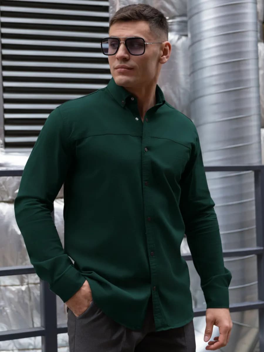 Рубашка приталенная с длинным рукавом