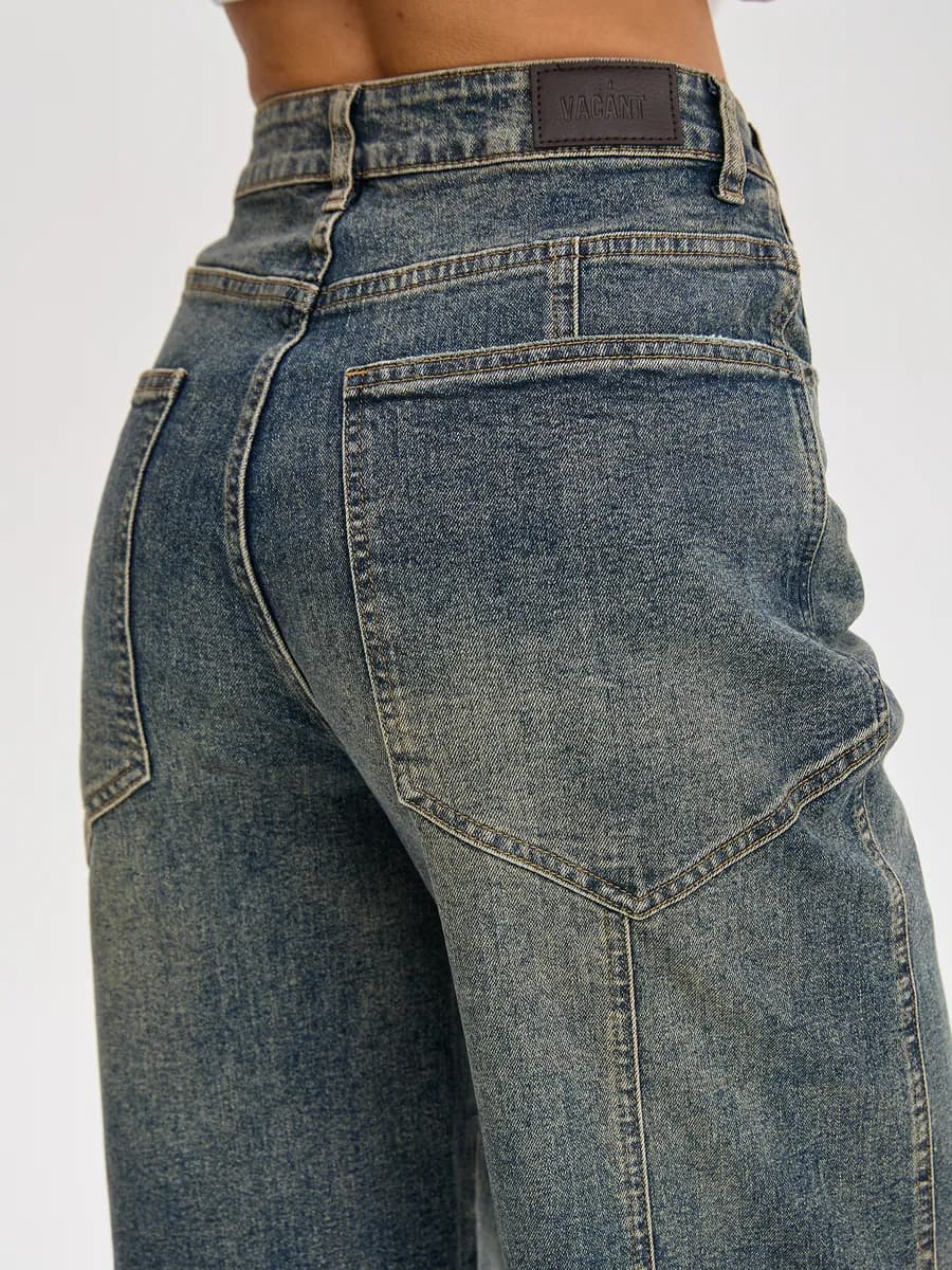 Джинсы багги широкие бойфренды средняя посадка