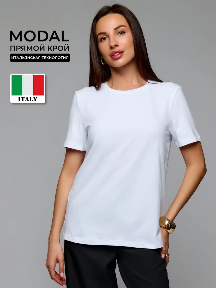 Футболка прямого кроя из модала - фото 1