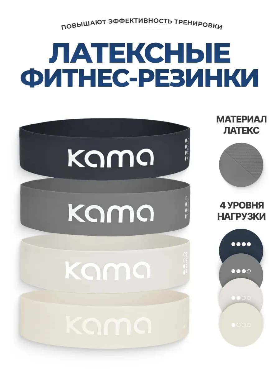 Фитнес резинки латексные, эспандеры, 4 шт