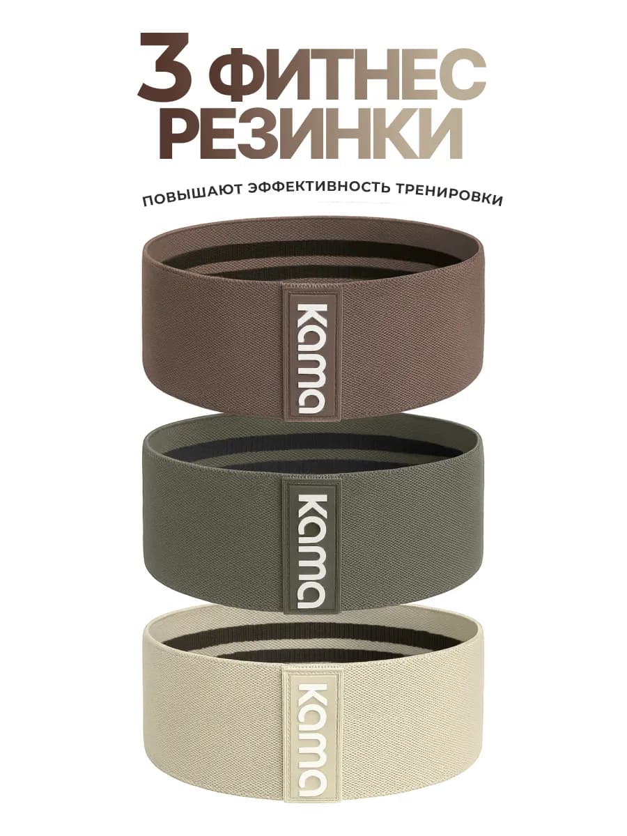 Фитнес резинки тканевые, эспандеры, 3 шт