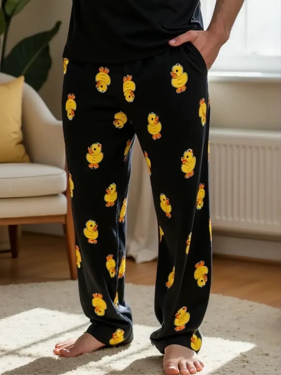 Штаны домашние широкие с уточками