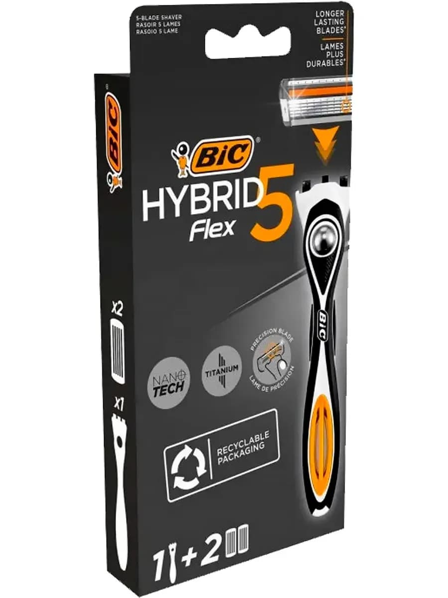 Бритвы FLEX 5 HYBRID (1 станок, 2 кассеты), 5 лезвий + 1 лез…