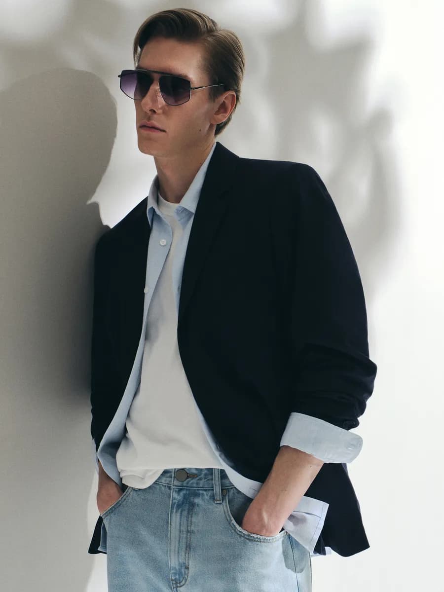 Мужской льняной пиджак однобортный