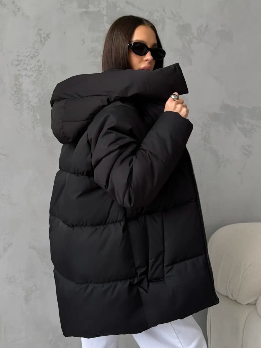 Куртка зимняя оверсайз с капюшоном