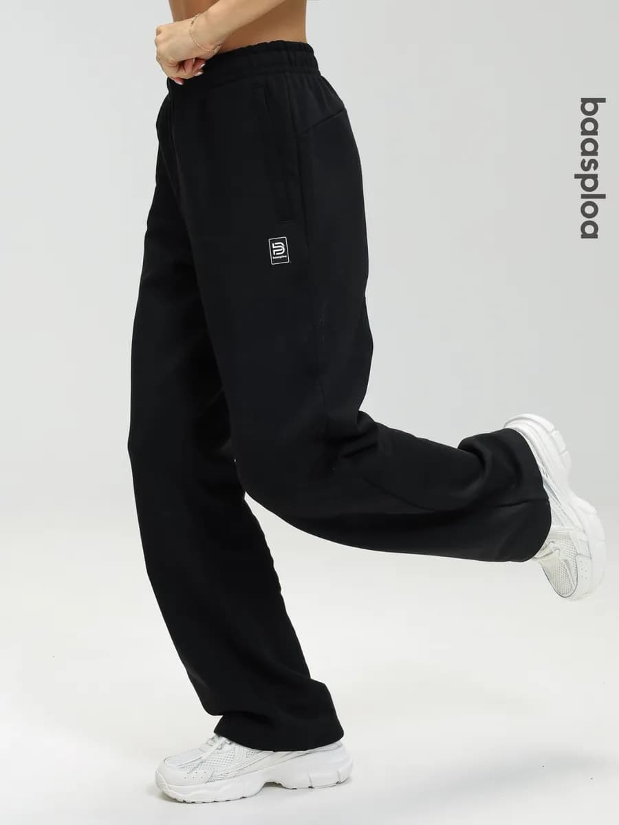 Брюки спортивные прямые без начеса с затяжкой снизу