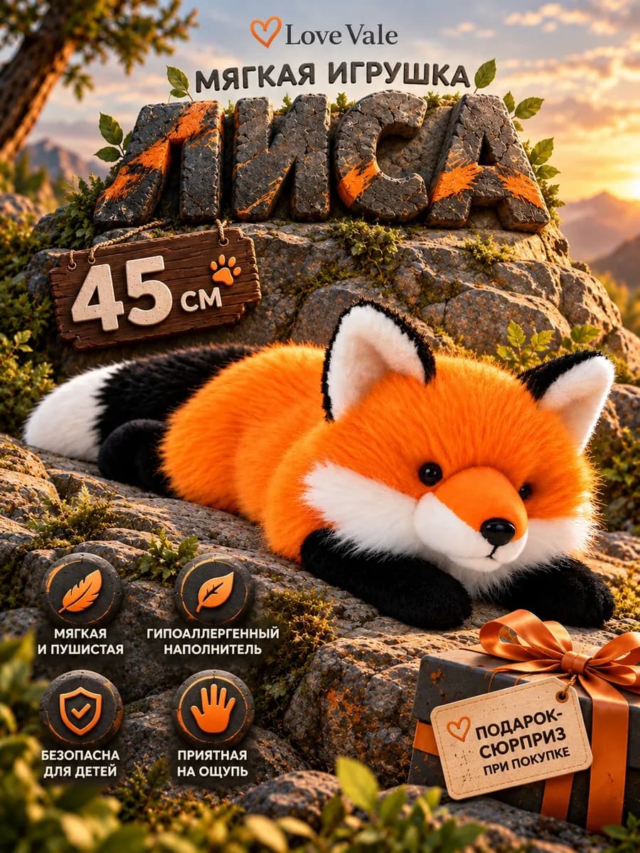 Лиса игрушка мягкая 45 см
