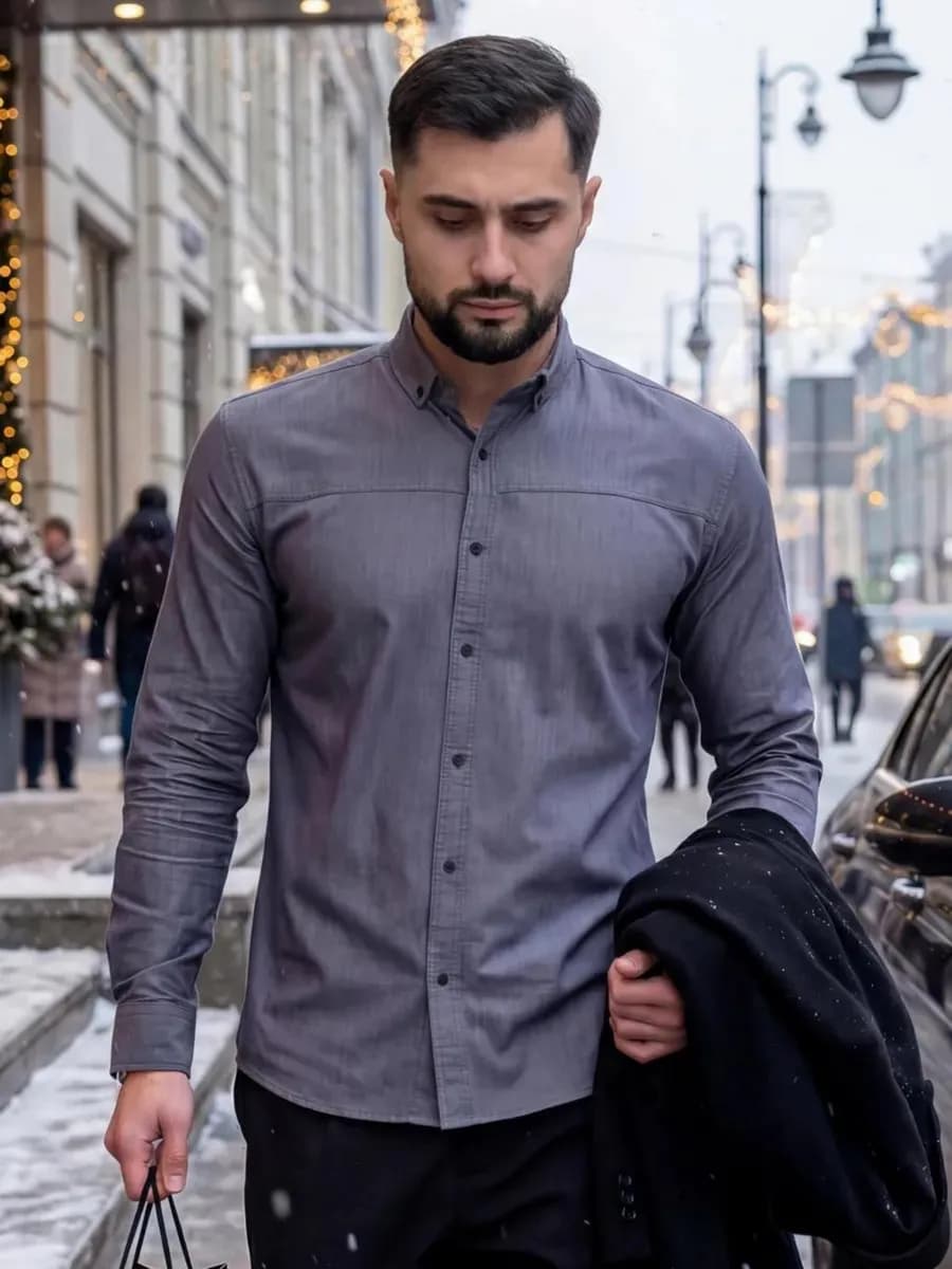 Рубашка приталенная на кнопках