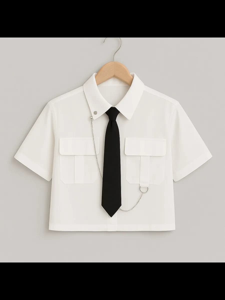 Школьная Блузка рубашка с галстуком y2k