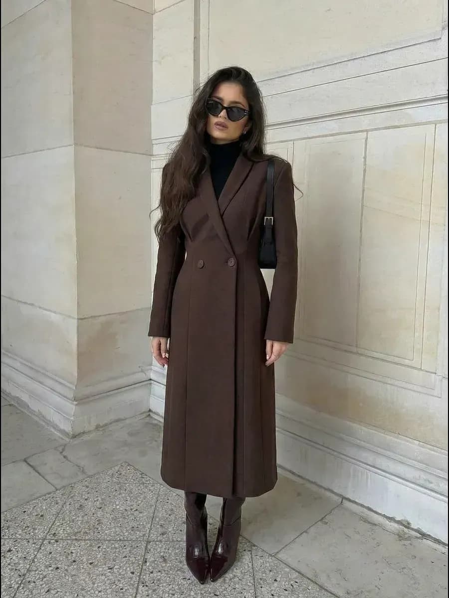 Пальто весна-осень длинное приталенное