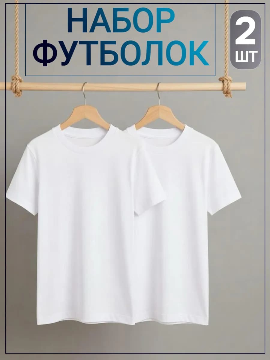 Белая футболка для девочки и мальчика, 2 шт