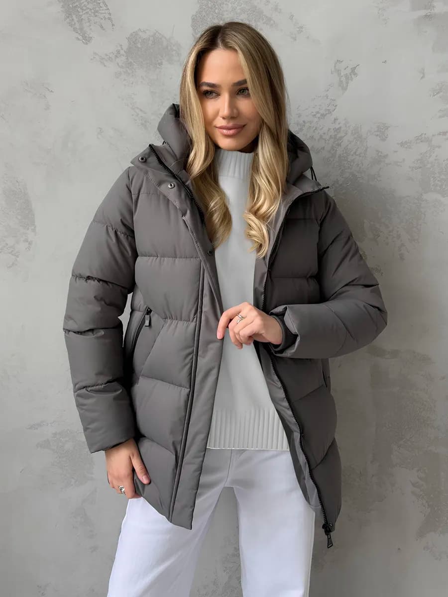 Куртка демисезонная с капюшоном удлиненная