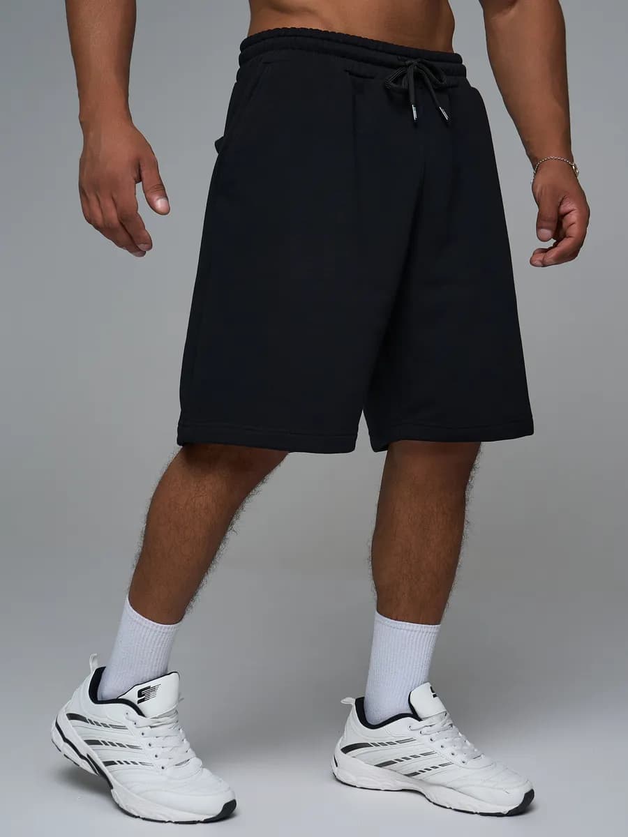 Шорты трикотажные черные свободные летние оверсайз