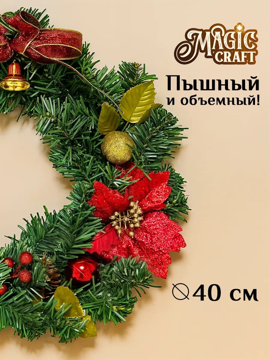 Венок новогодний на дверь декоративный