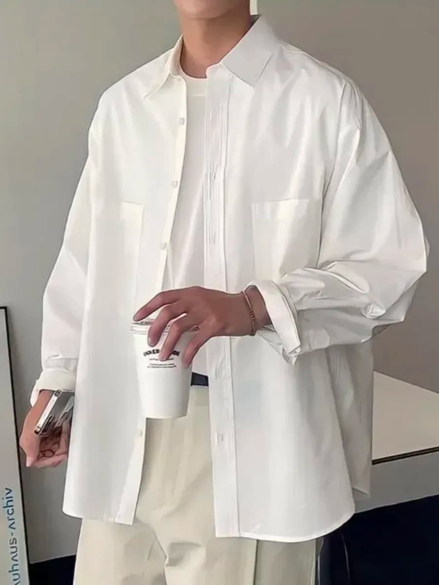 Рубашка оверсайз с длинным рукавом хлопок