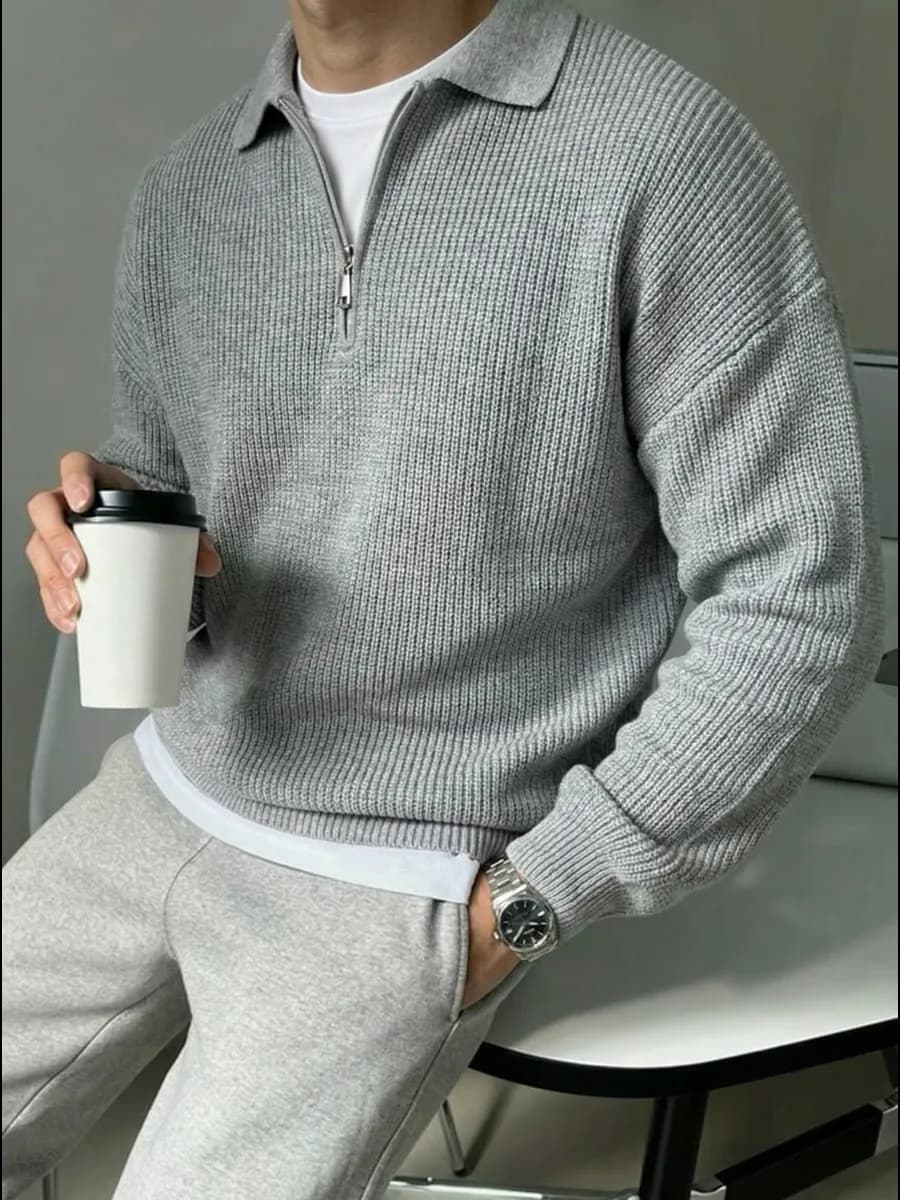 Свитер поло полузамок оверсайз шерстяной пряжа Турция