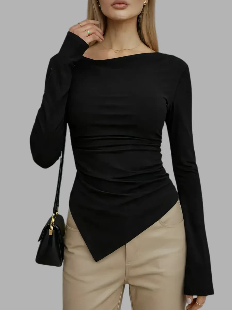 Лонгслив облегающий с длинным рукавом