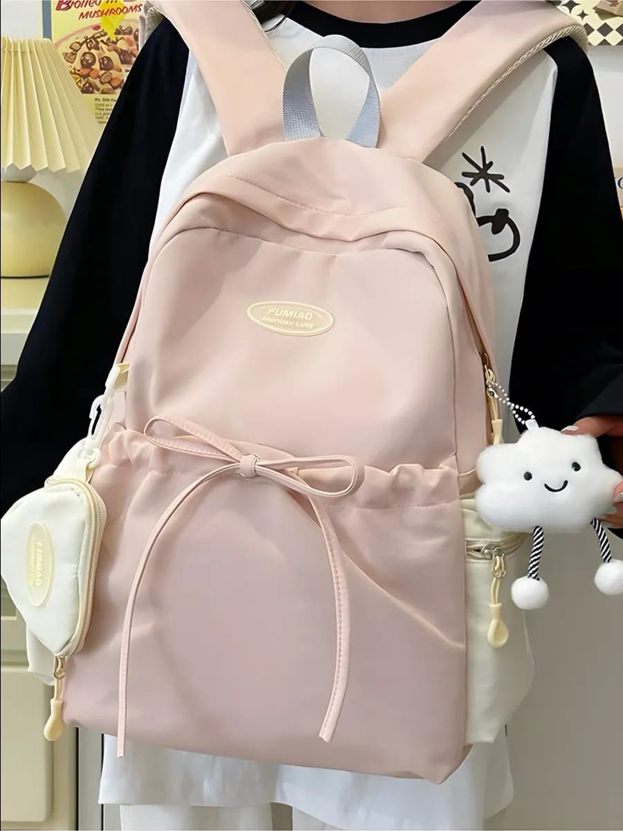 Рюкзак школьный с бантиком городской эстетичный