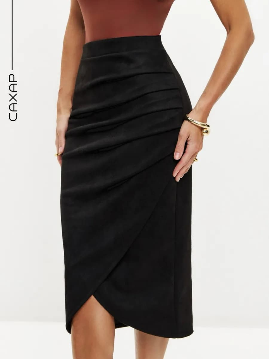 Юбка миди карандаш замшевая