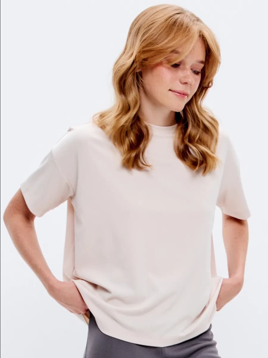 Домашняя футболка лапша женская в рубчик