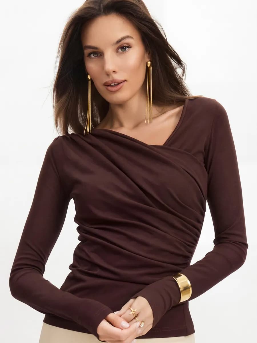 Лонгслив обтягивающий с драпировкой