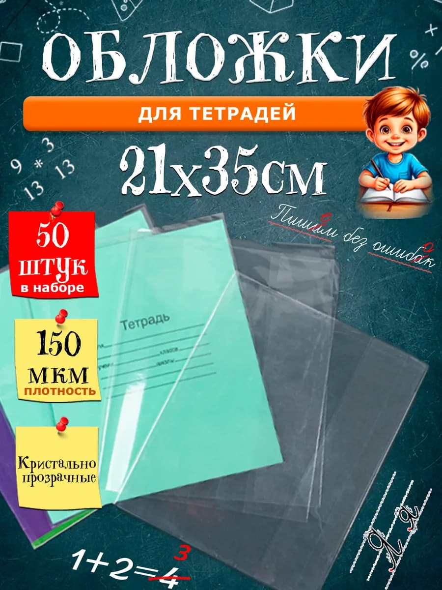 Обложки для тетрадей глянцевые школьные 150мкм 50 шт