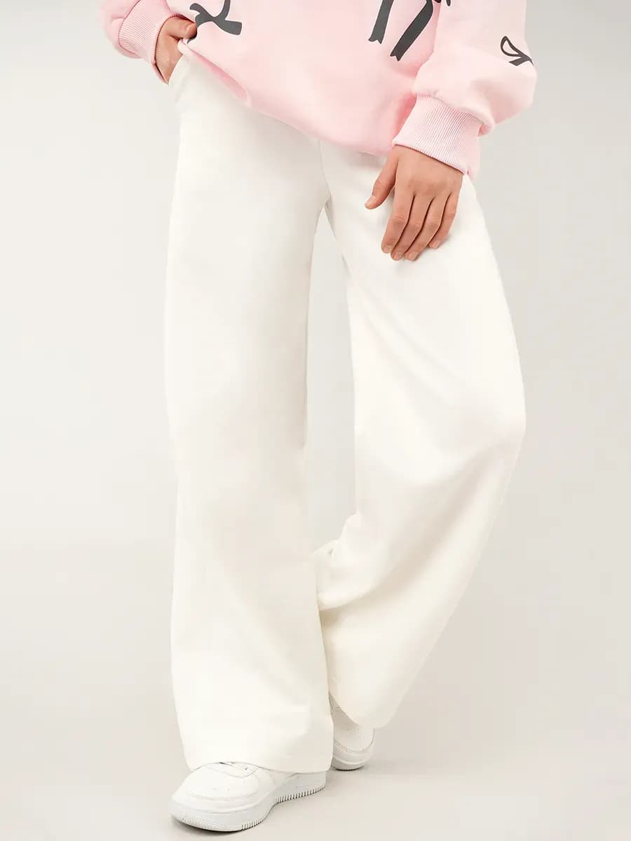 Брюки палаццо детские с высокой посадкой из футера