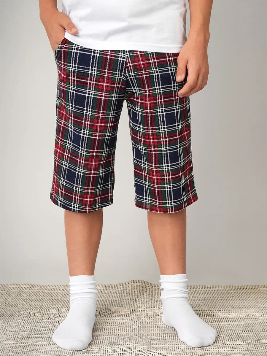 Шорты домашние детские в клетку удлиненные