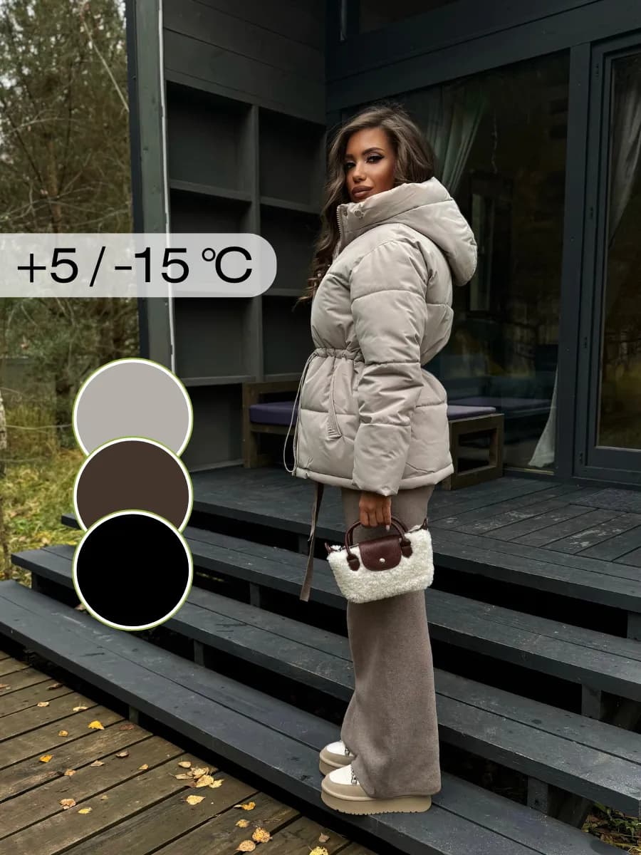 Куртка демисезонная удлиненная с капюшоном