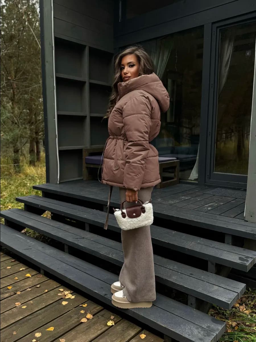 Куртка демисезонная удлиненная с капюшоном