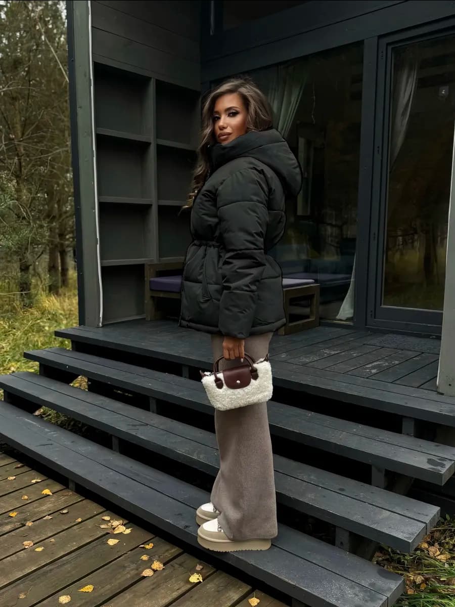 Куртка демисезонная удлиненная с капюшоном