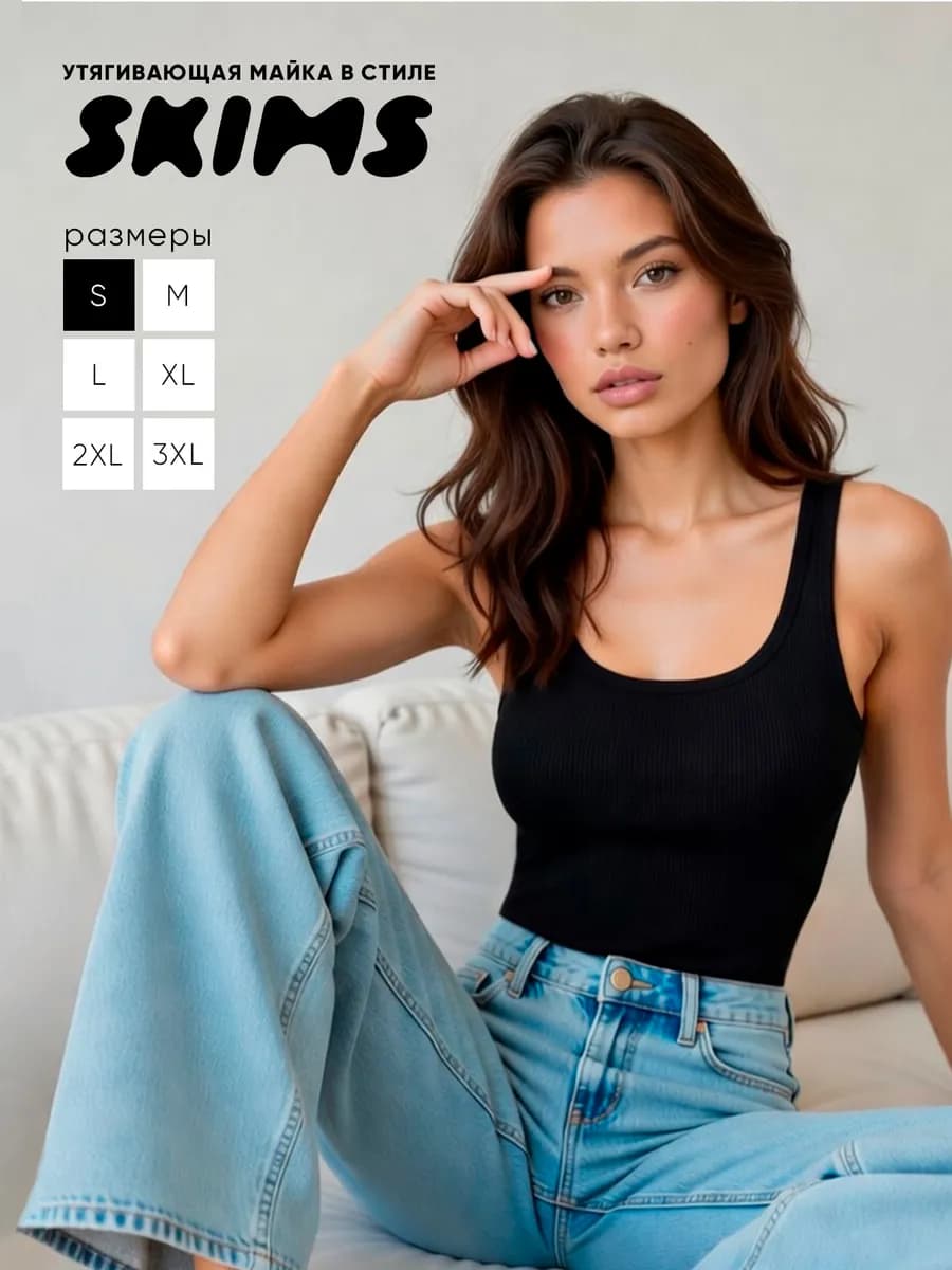 Майка утягивающая корректирующая скимс на широких бретельках