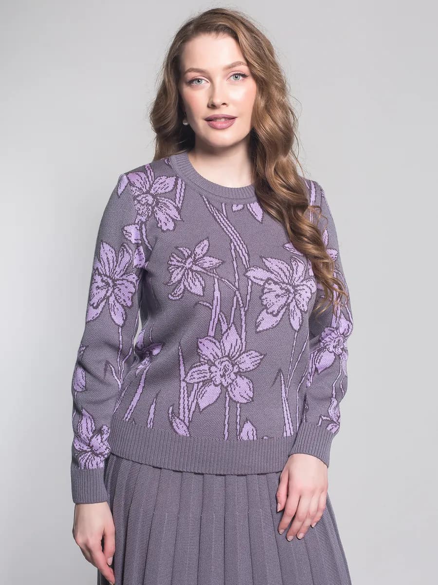 Джемпер вязаный трикотажный с принтом