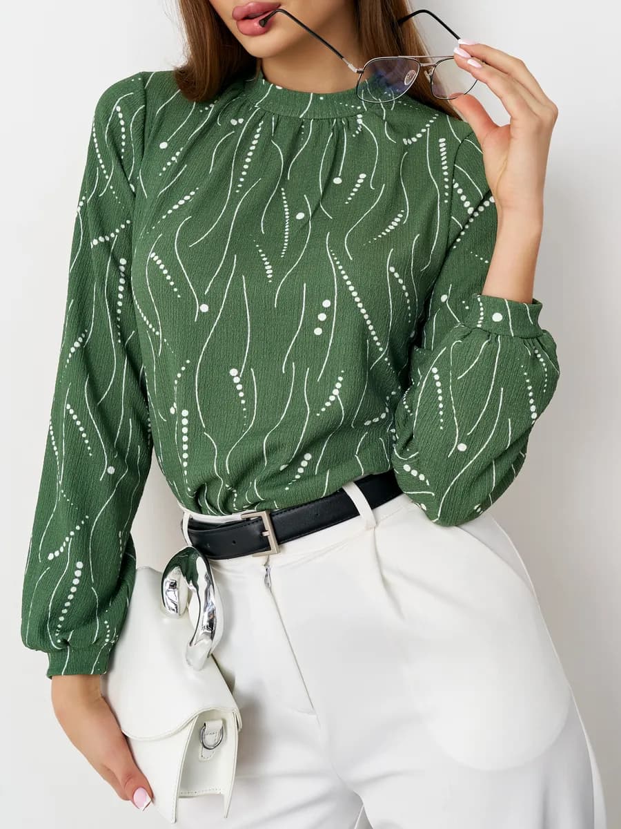 Блузка офисная с длинным рукавом больших размеров