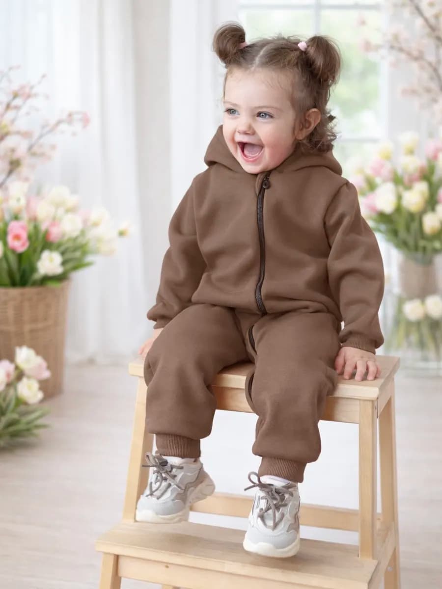 Флисовый комбинезон для новорожденных утепленный поддева - фото 1