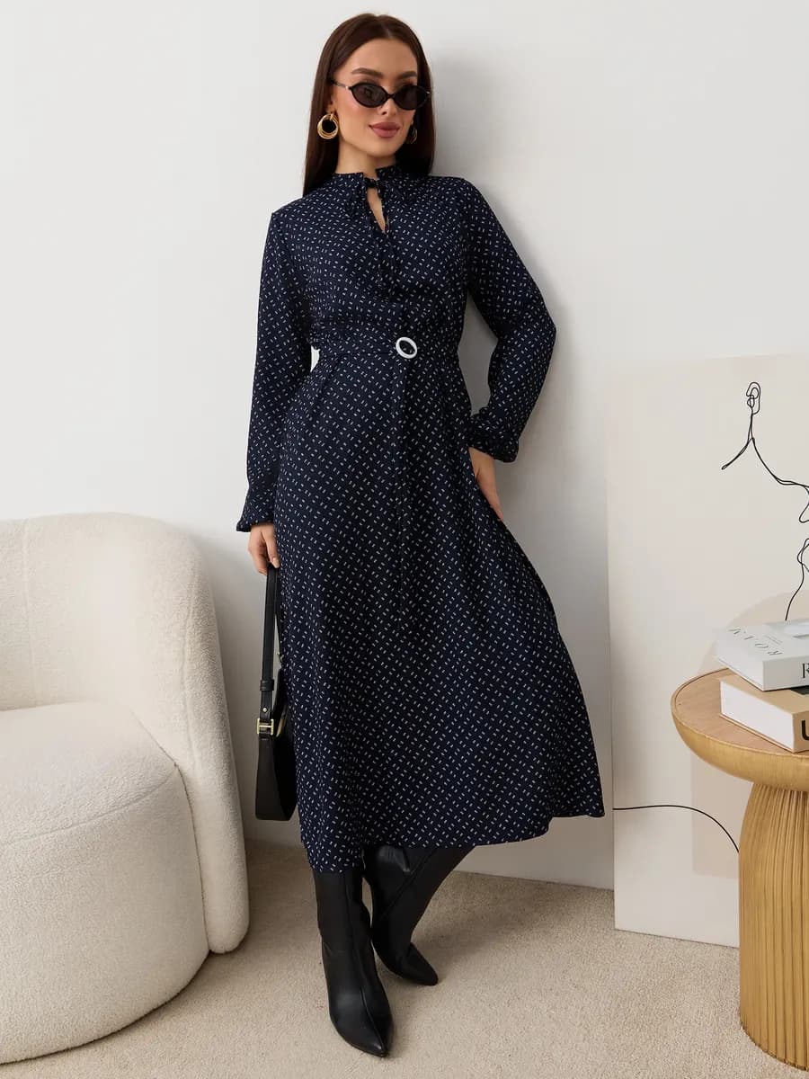 Платье длинное офисное вечернее с длинным рукавом