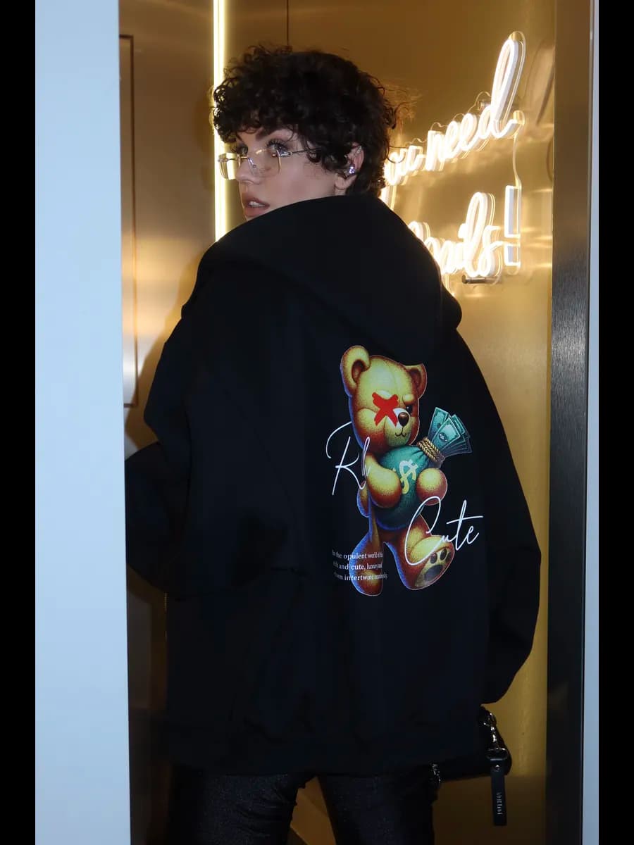 Зип худи оверсайз с принтом