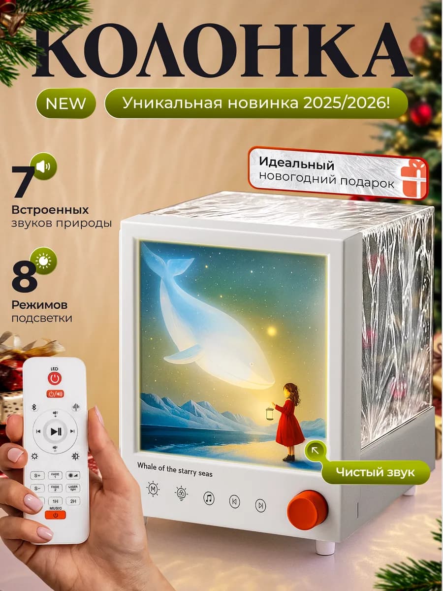 Ночник-колонка атмосферная с пультом ДУ портативная