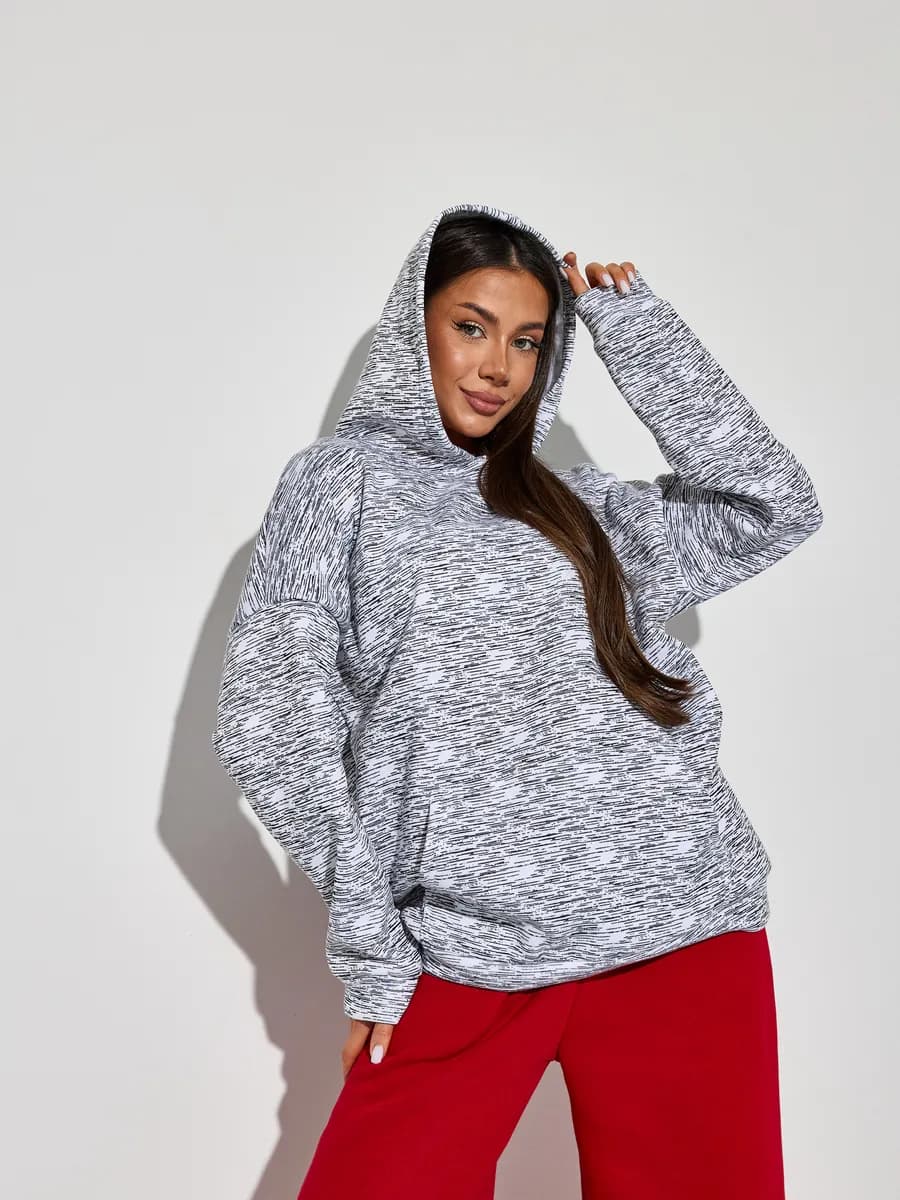 Худи оверсайз принтованная с начесом