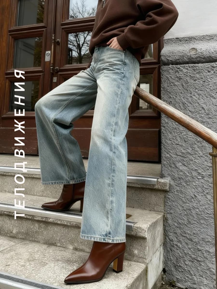 Джинсы широкие клеш от бедра с высокой посадкой