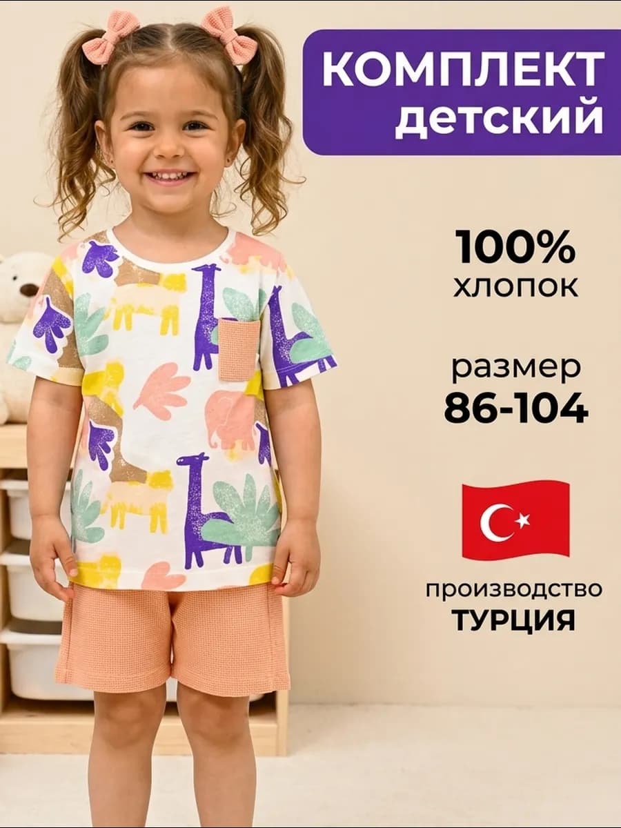 Спортивный детский костюм футболка с шортами