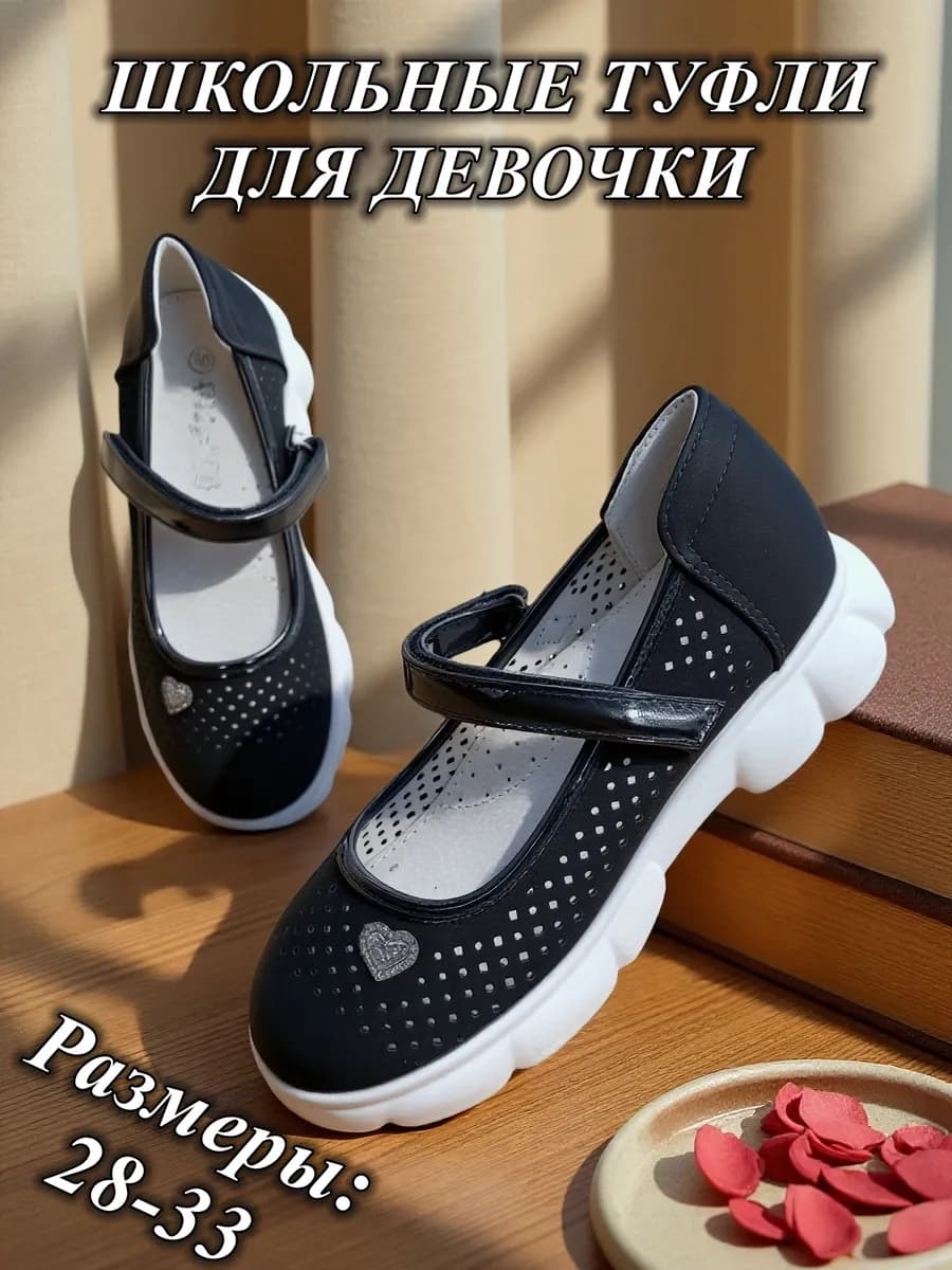 Туфли школьные на белой подошве - фото 1