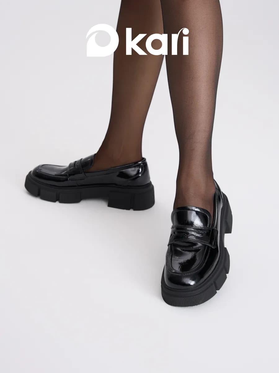 Лоферы лаковые натуральная кожа черные на платформе