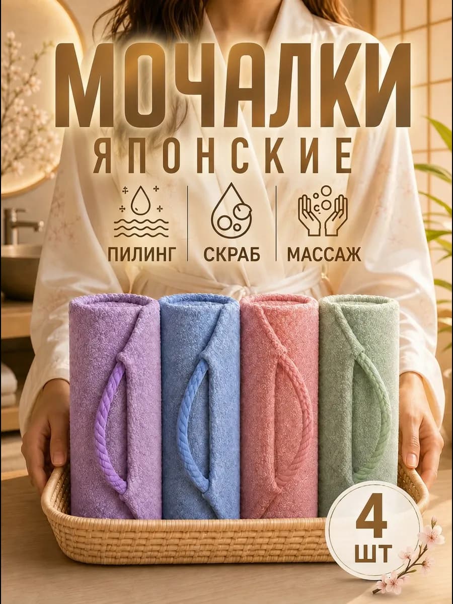 Японская мочалка для душа набор