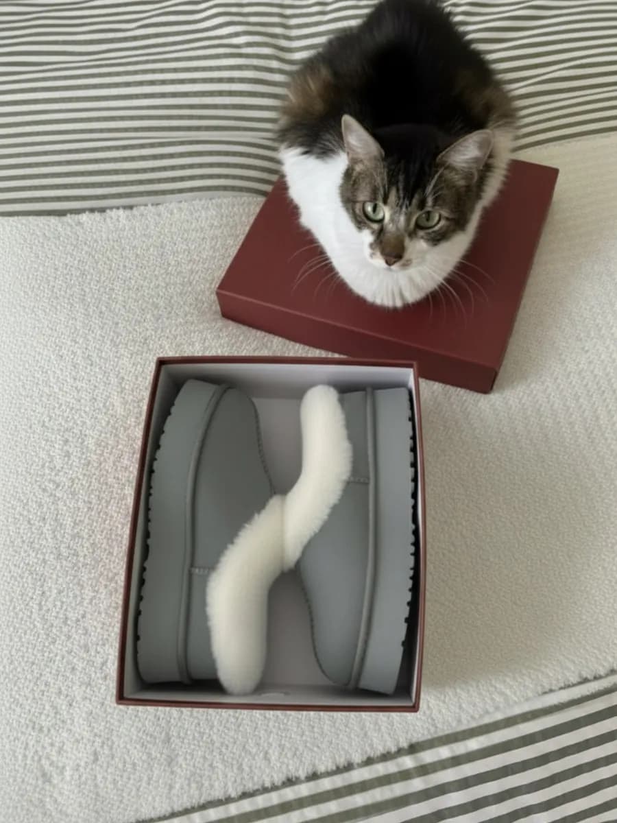 Угги зимние укороченные на платформе с мехом