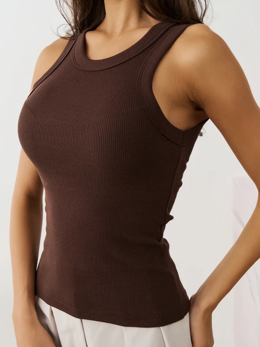 Майка базовая бельевая в рубчик топ