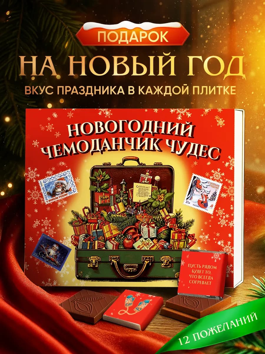 Подарок на новый год 2026 сладкий новогодний набор шоколада