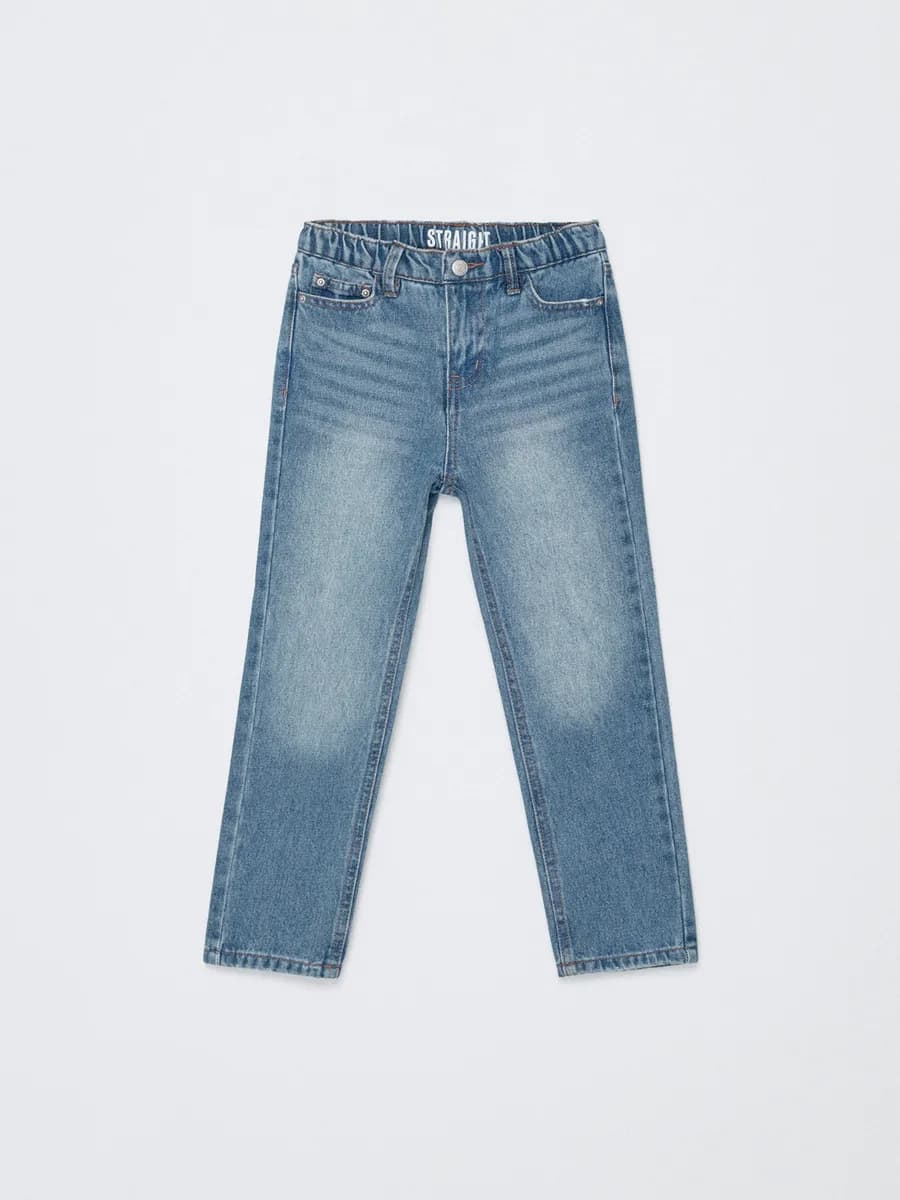 Джинсы прямые зауженные на резинке