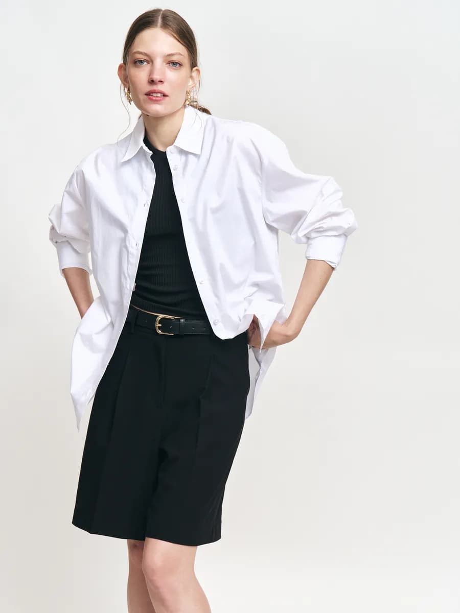 Женская рубашка из хлопка в полоску - фото 1