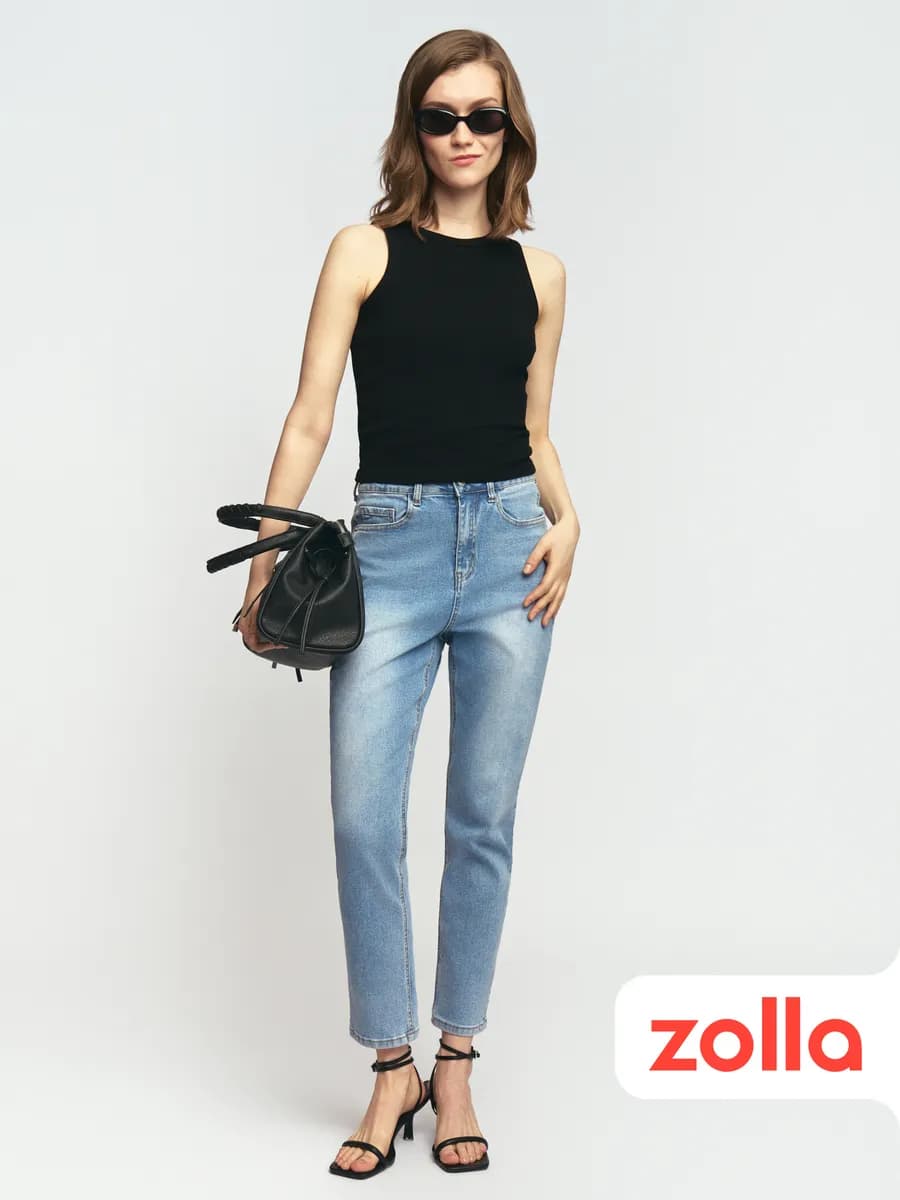 Женские джинсы мом с высокой посадкой